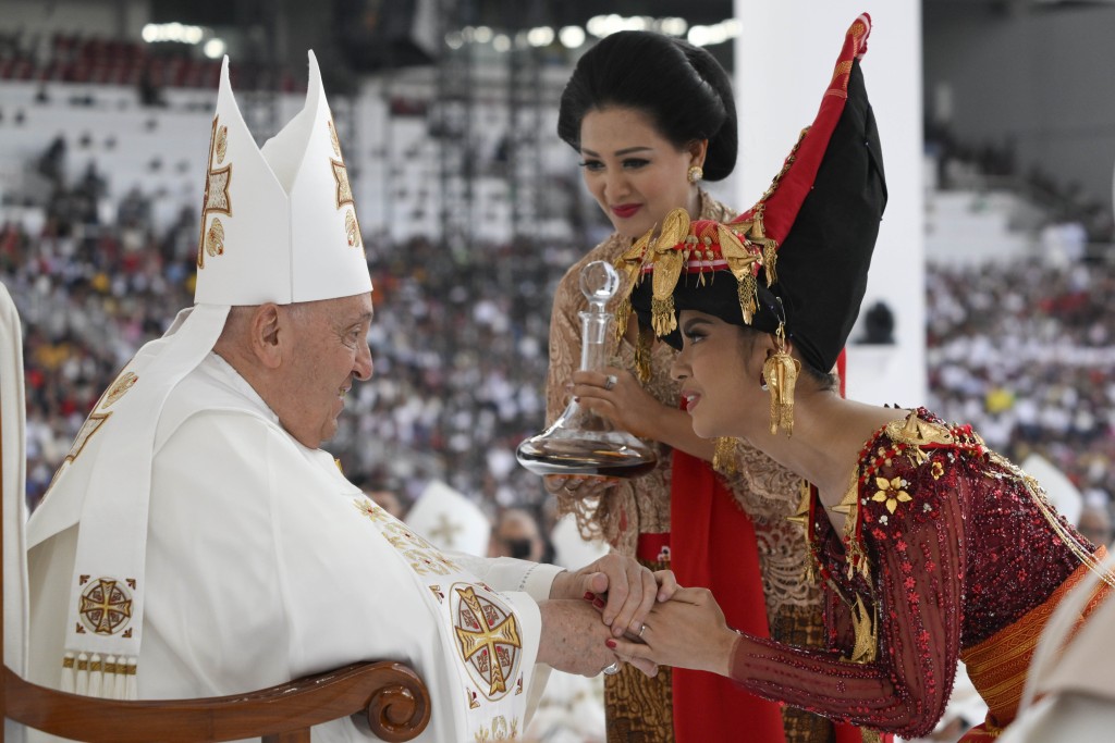 Pope Francis celebrating Mass in Indonesia.