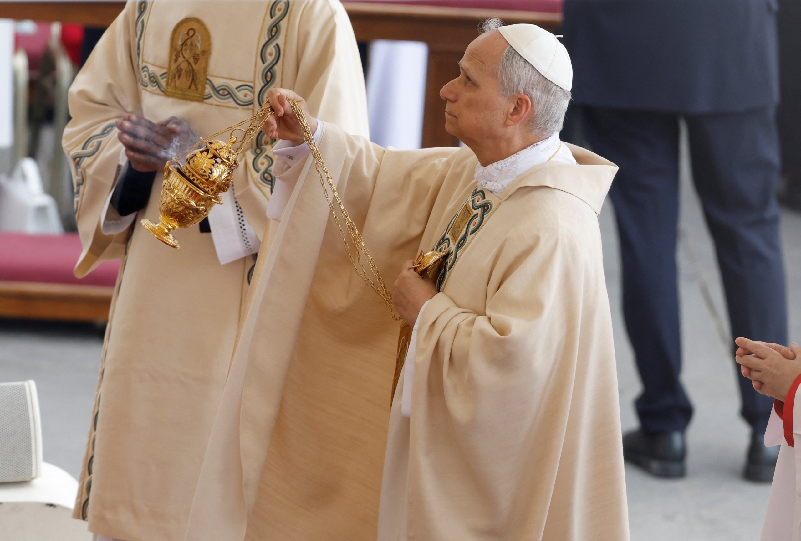Pope Leo XIV celebrates his inauguration Mass at the Vatican May 18, 2025. He is the first American pope in history. (OSV News photo/Remo Casilli, Reuters)